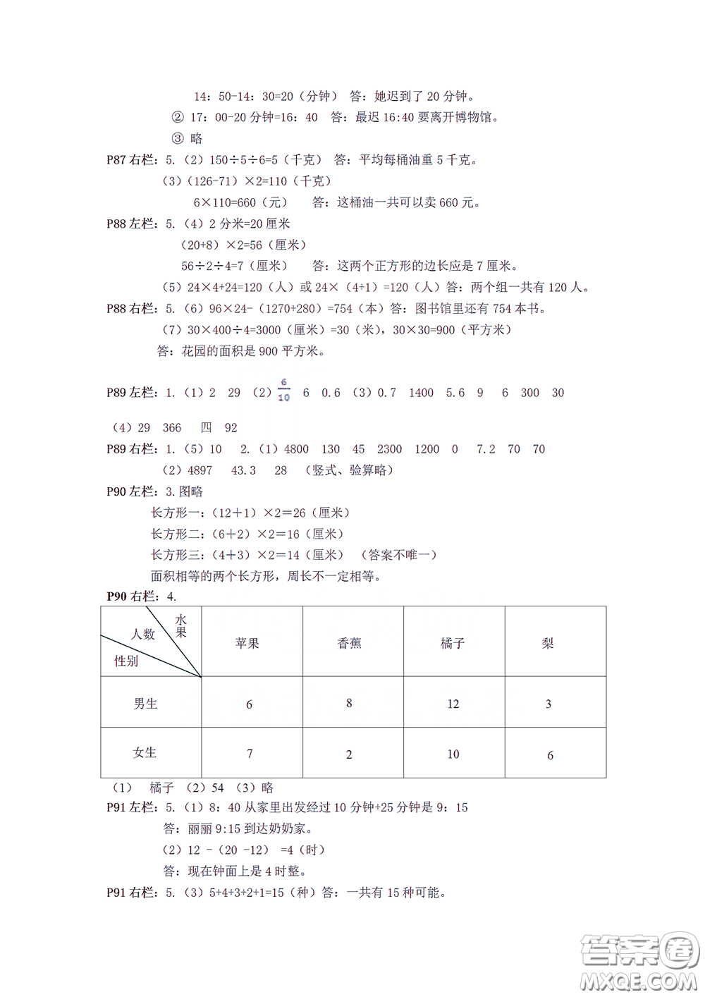 2020安徽省暑假作業(yè)三年級(jí)數(shù)學(xué)人教版答案