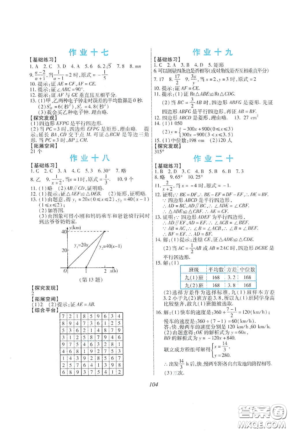 吉林出版集團股份有限公司2020假日數學八年級H版答案