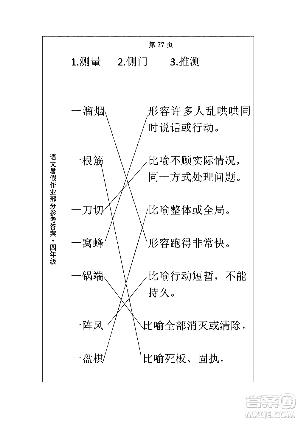 長(zhǎng)春出版社2020年常春藤暑假作業(yè)語文四年級(jí)人教部編版參考答案