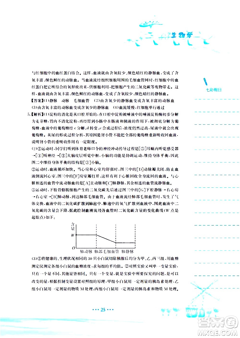 安徽教育出版社2020年暑假作業(yè)七年級生物學(xué)人教版參考答案