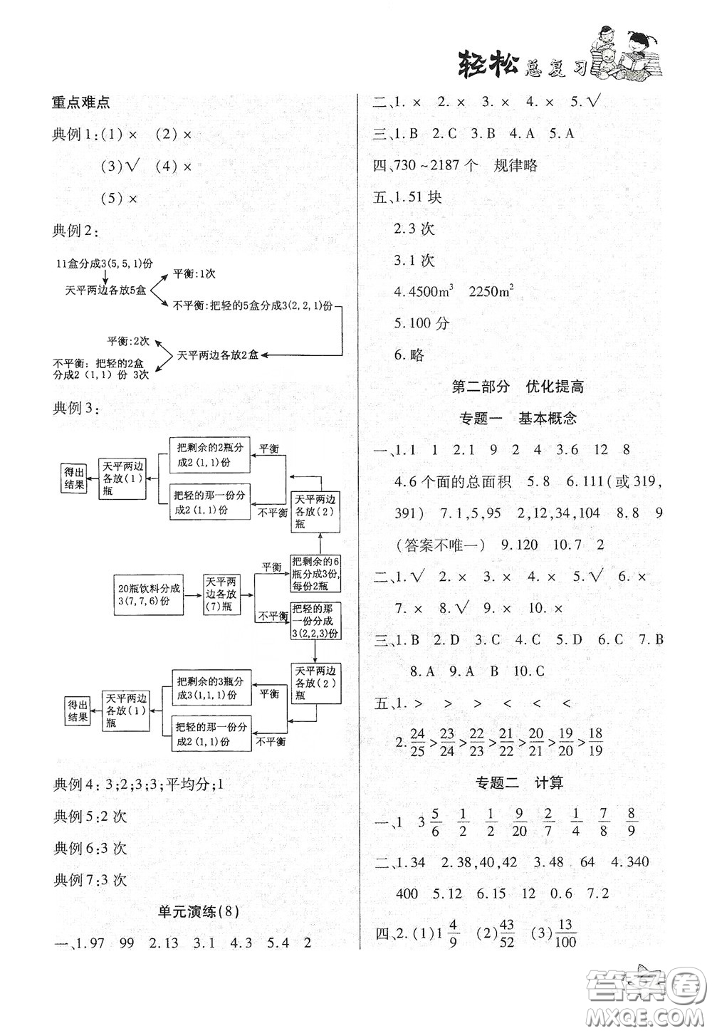 河北科學(xué)技術(shù)出版社2020輕松總復(fù)習(xí)假期作業(yè)輕松暑假五年級(jí)數(shù)學(xué)人教版答案