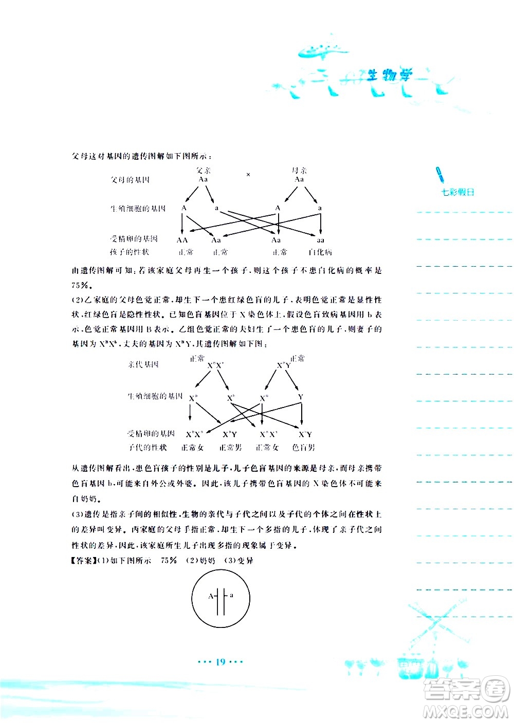 安徽教育出版社2020年暑假作業(yè)八年級生物學(xué)人教版參考答案