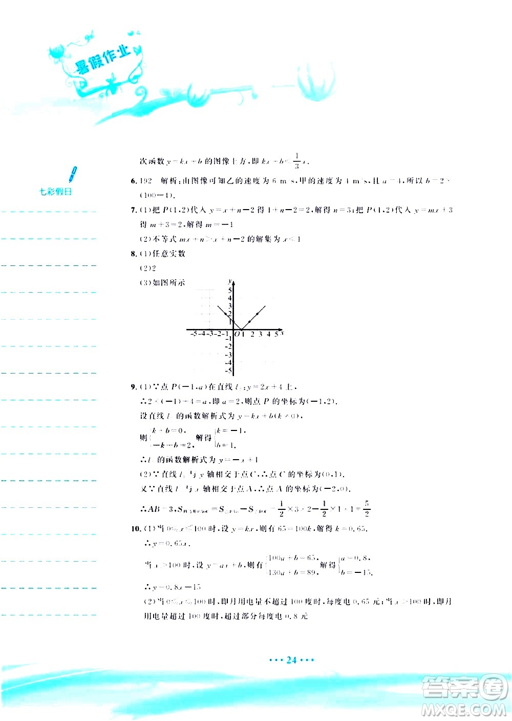 安徽教育出版社2020年暑假作業(yè)八年級(jí)數(shù)學(xué)人教版參考答案