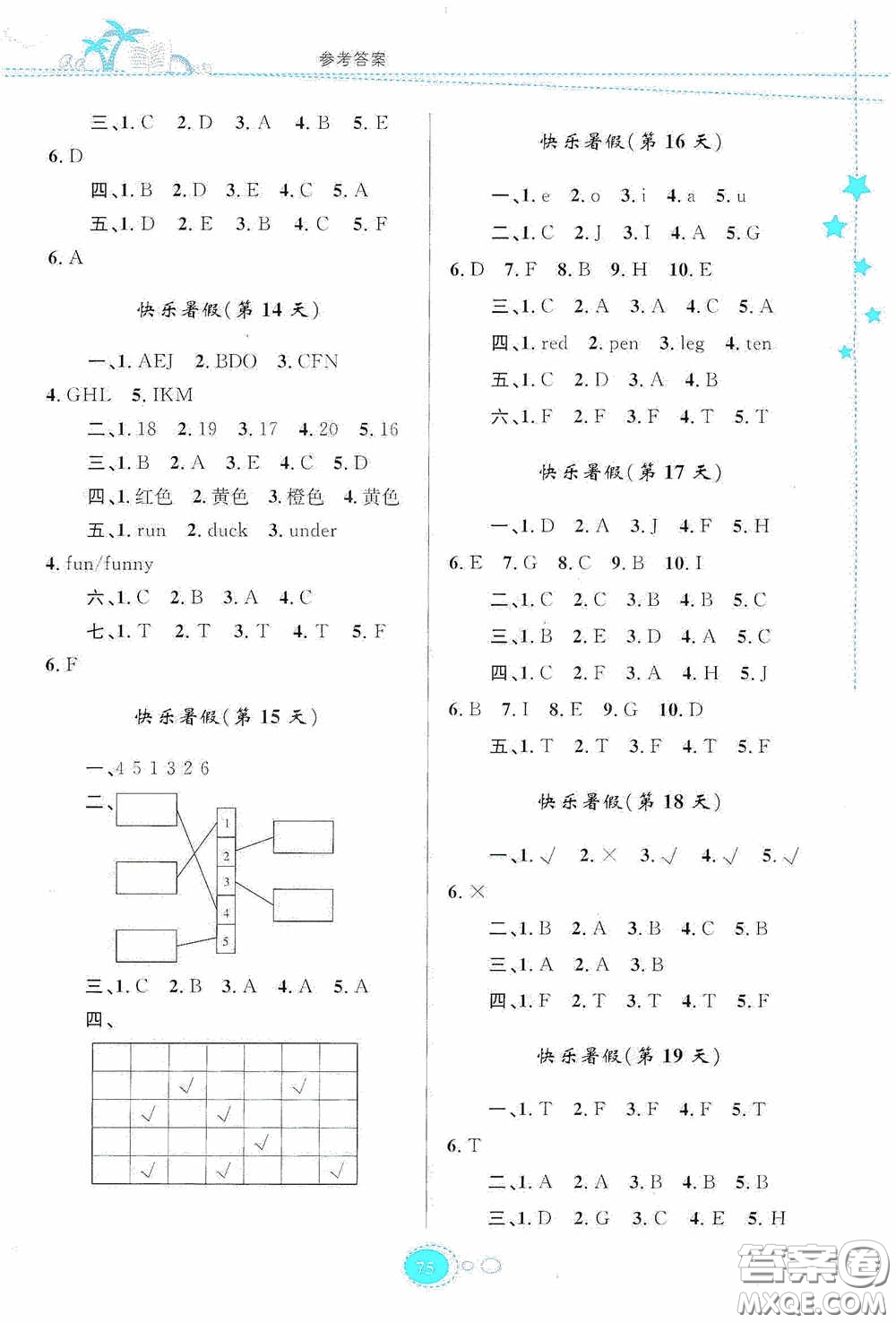 貴州人民出版社2020暑假作業(yè)三年級(jí)英語(yǔ)人教版答案