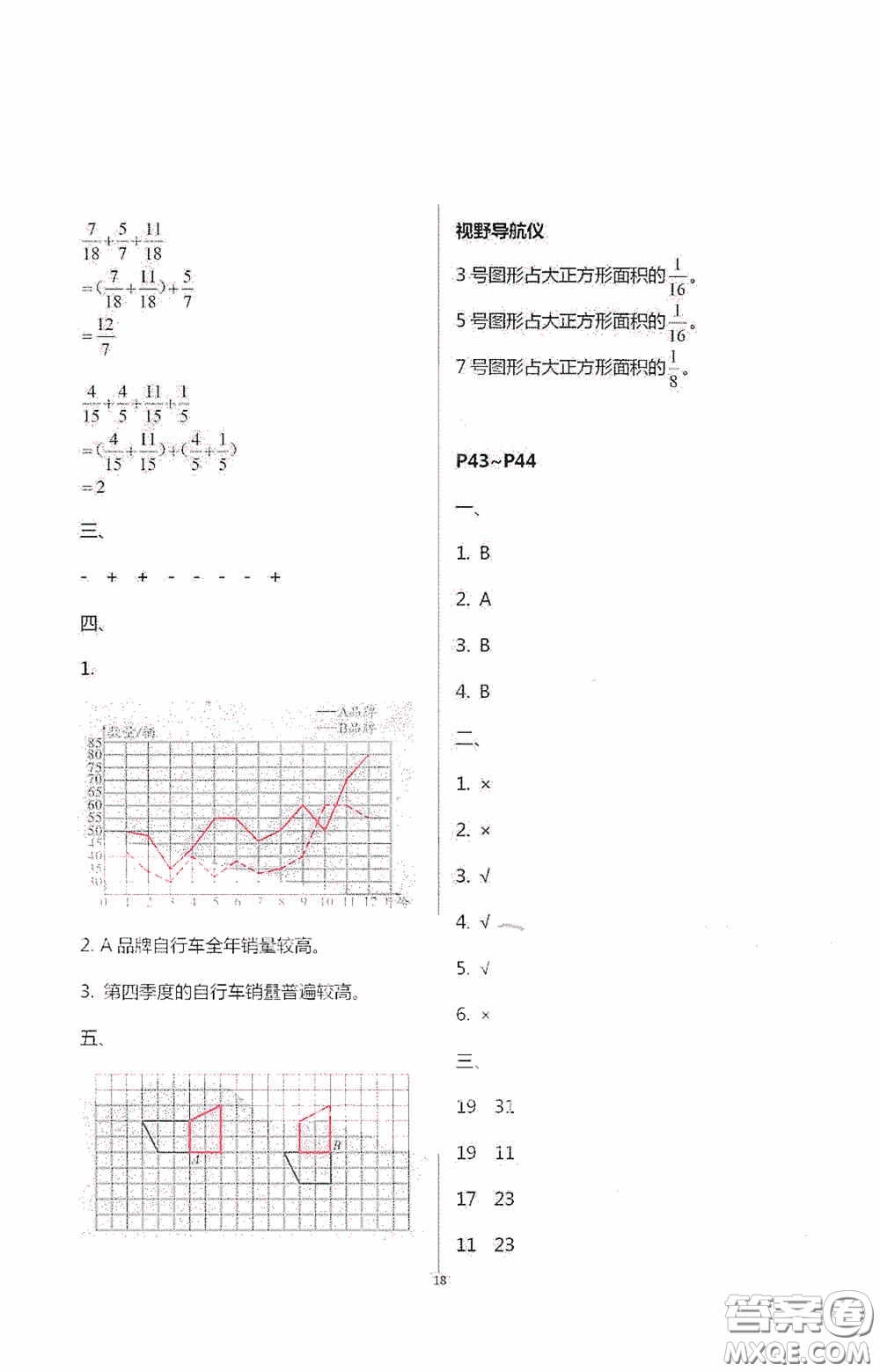 安徽人民出版社2020假期課堂暑假作業(yè)五年級(jí)數(shù)學(xué)人教版答案