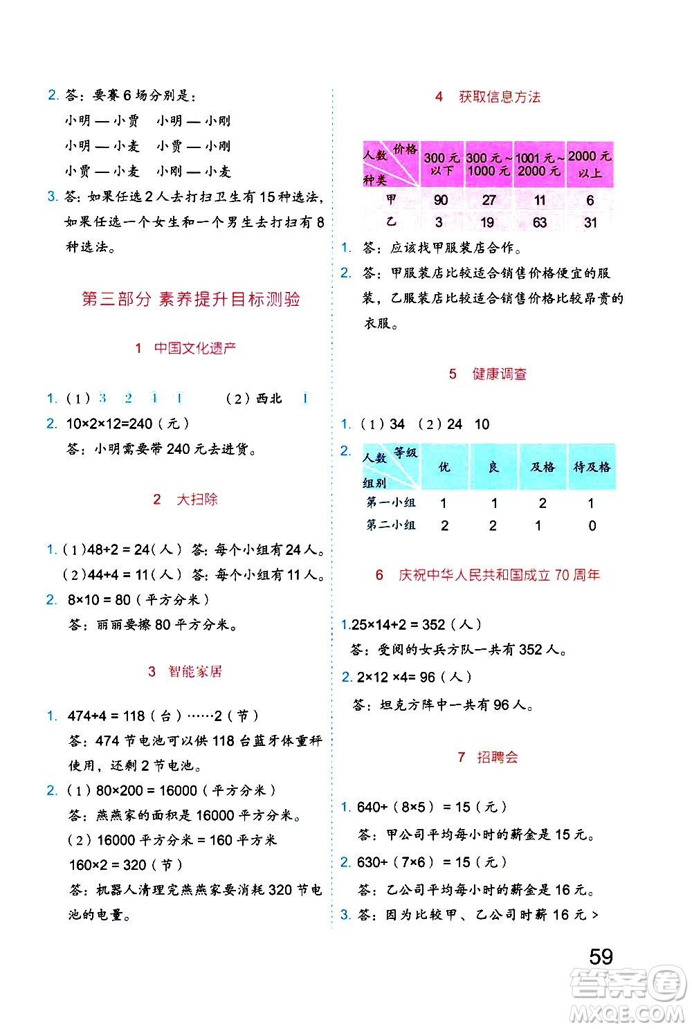 吉林大學(xué)出版社2020年新思維假期作業(yè)暑假三年級數(shù)學(xué)RJB人教版參考答案