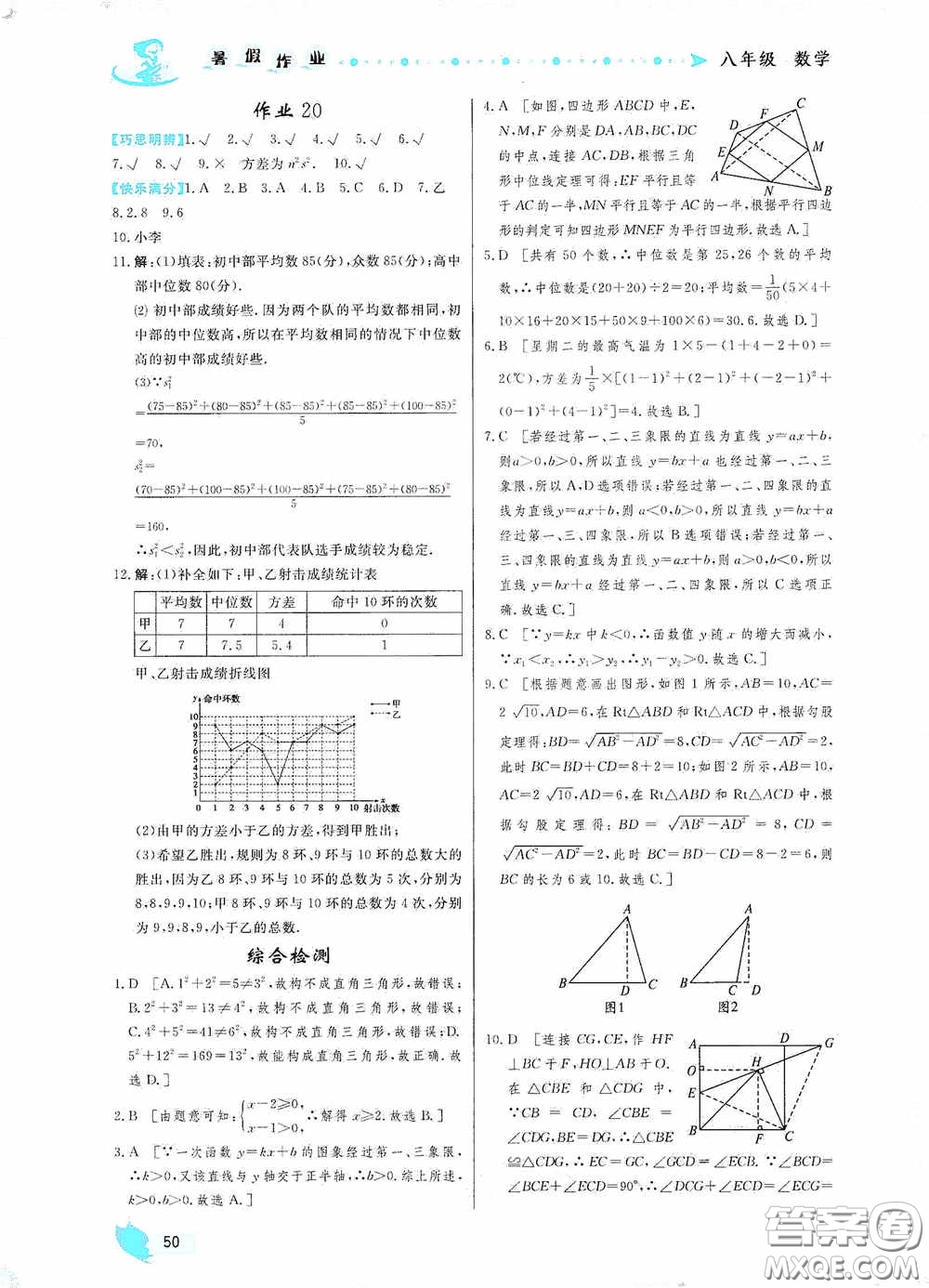 內(nèi)蒙古人民出版社2020暑假作業(yè)八年級(jí)數(shù)學(xué)人教版答案