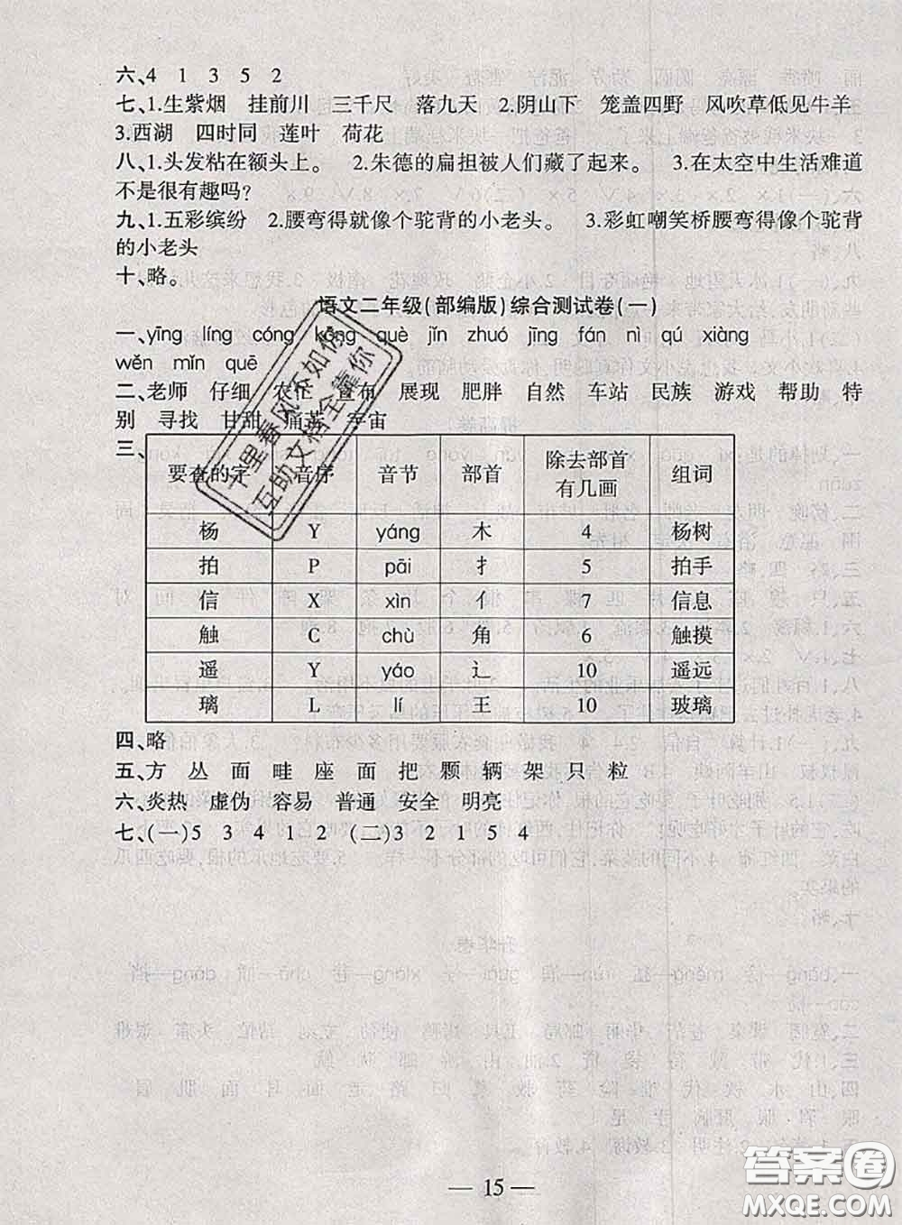 2020年假期總動員暑假必刷題二年級語文人教版答案