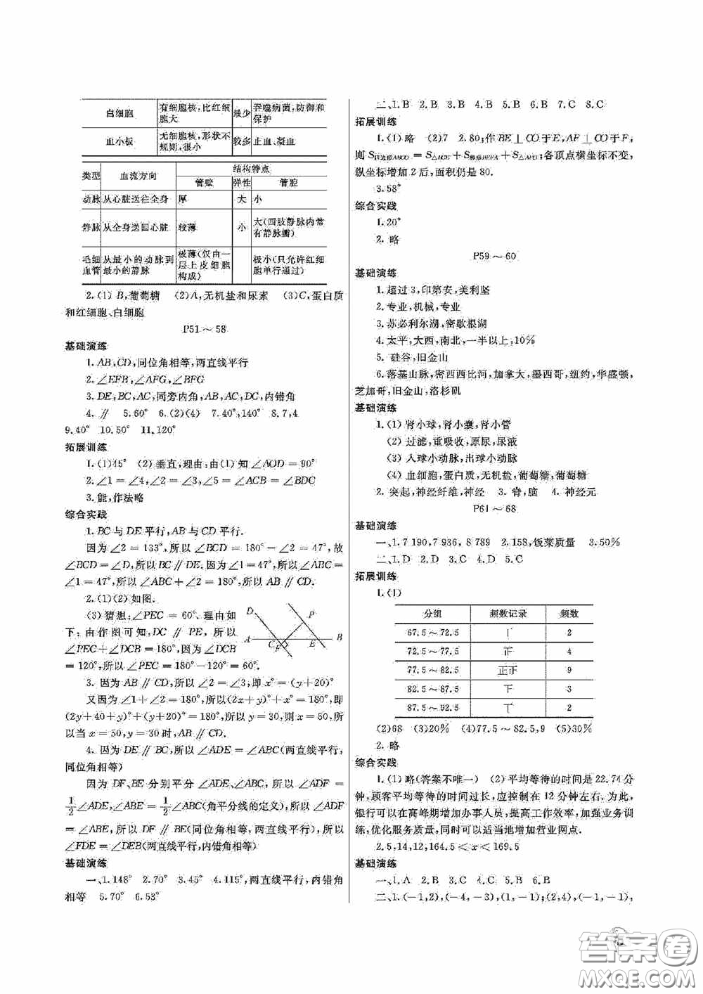 大連理工大學(xué)出版社2020假期伙伴七年級(jí)暑假理綜答案