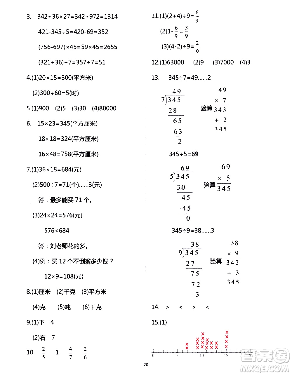 吉林出版集團股份有限公司2020年假日數(shù)學B版三年級暑假參考答案