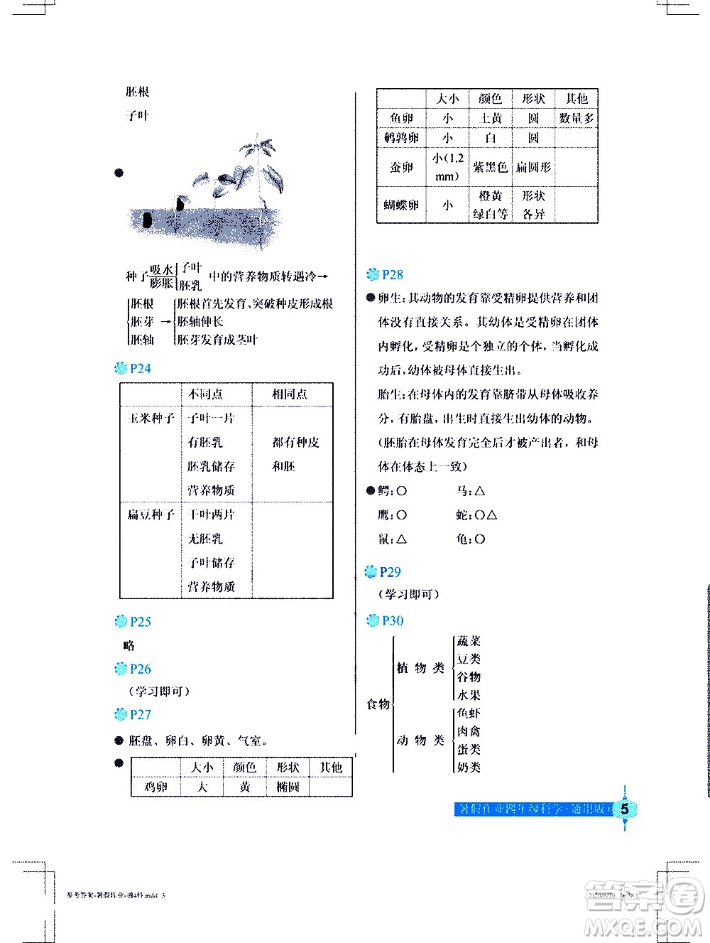 長江少年兒童出版社2020年科學暑假作業(yè)四年級通用版參考答案