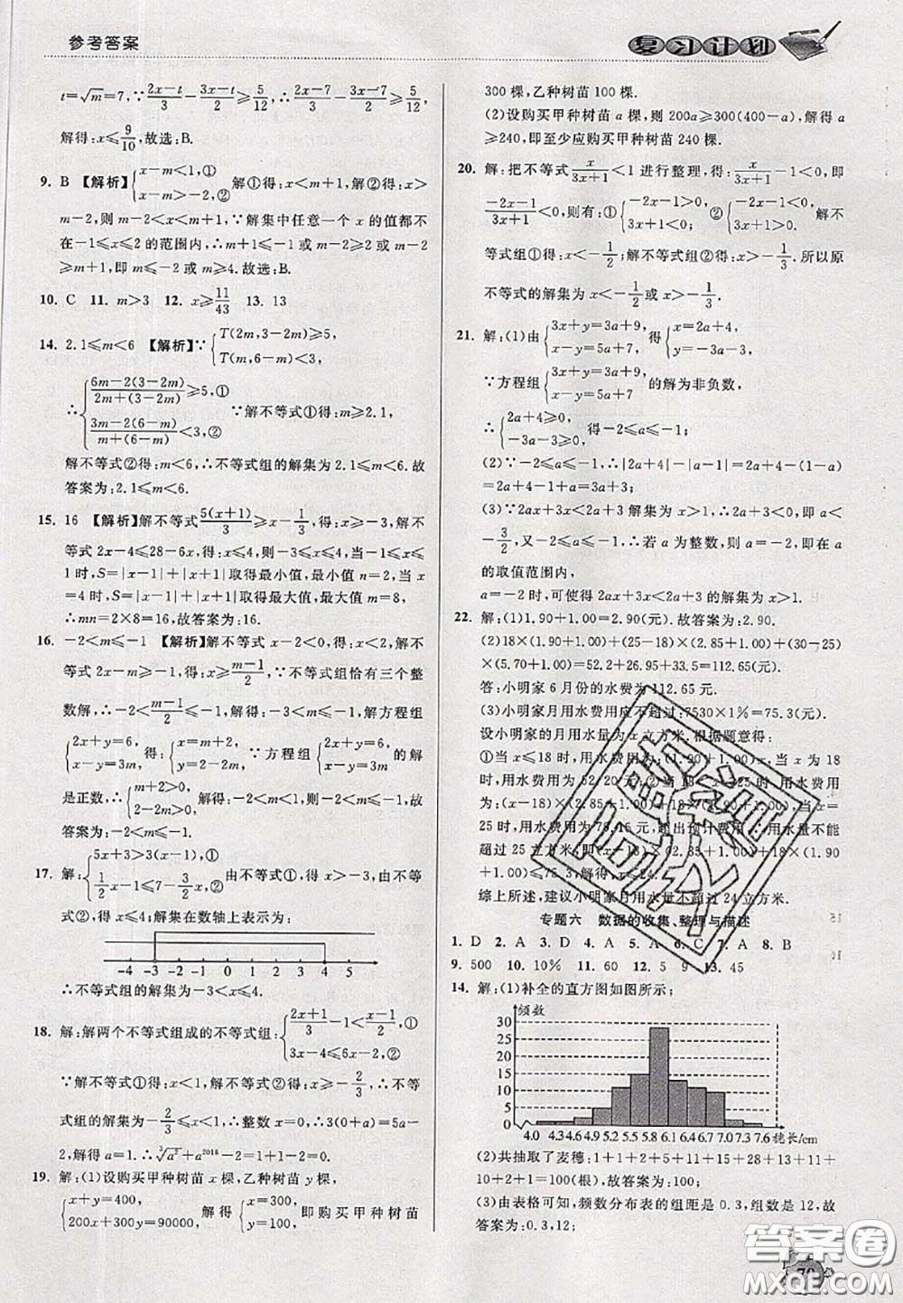 品至教育2020年假期復習計劃期末暑假銜接七年級數(shù)學人教版答案