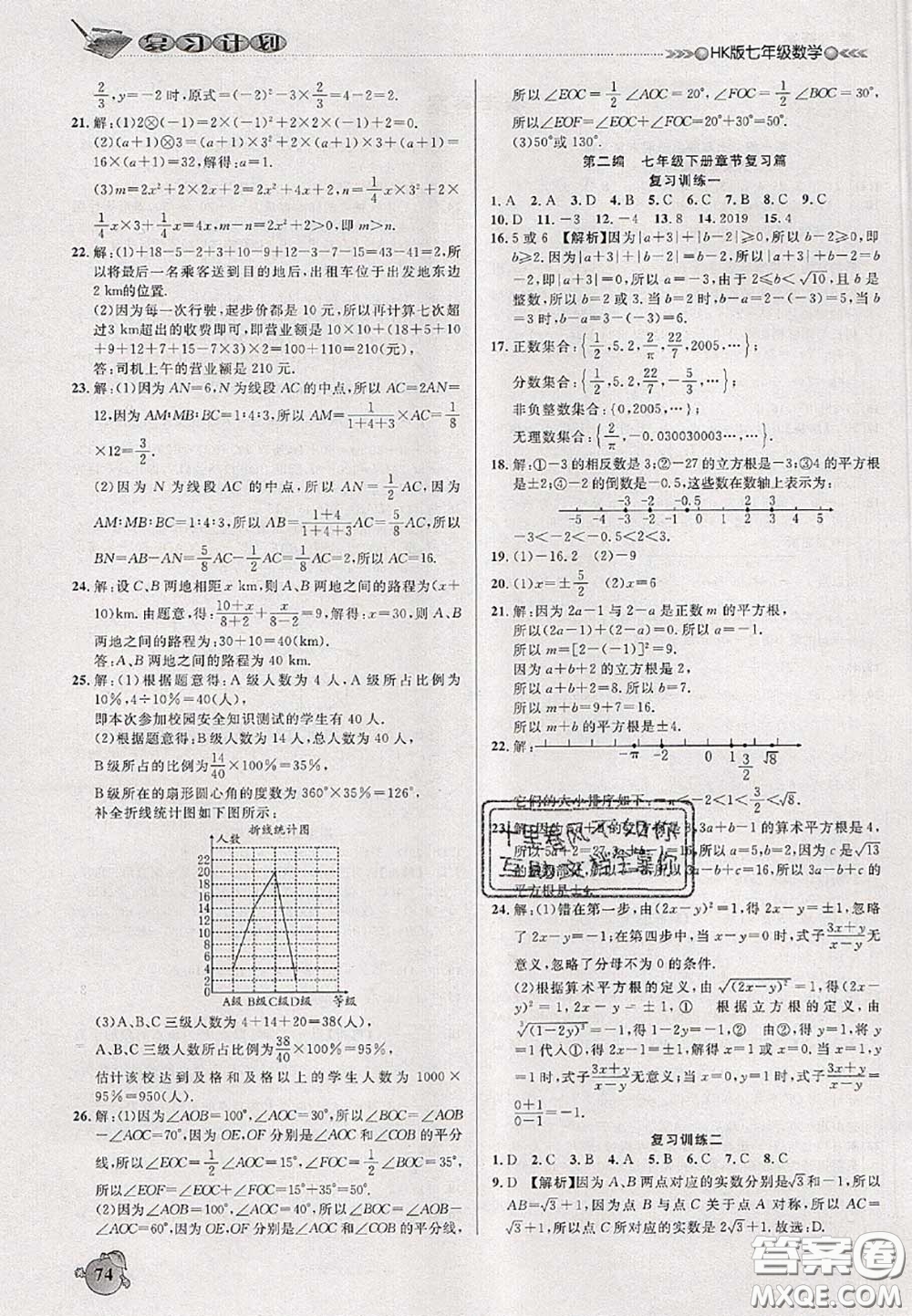 品至教育2020年假期復習計劃期末暑假銜接七年級數(shù)學滬科版答案