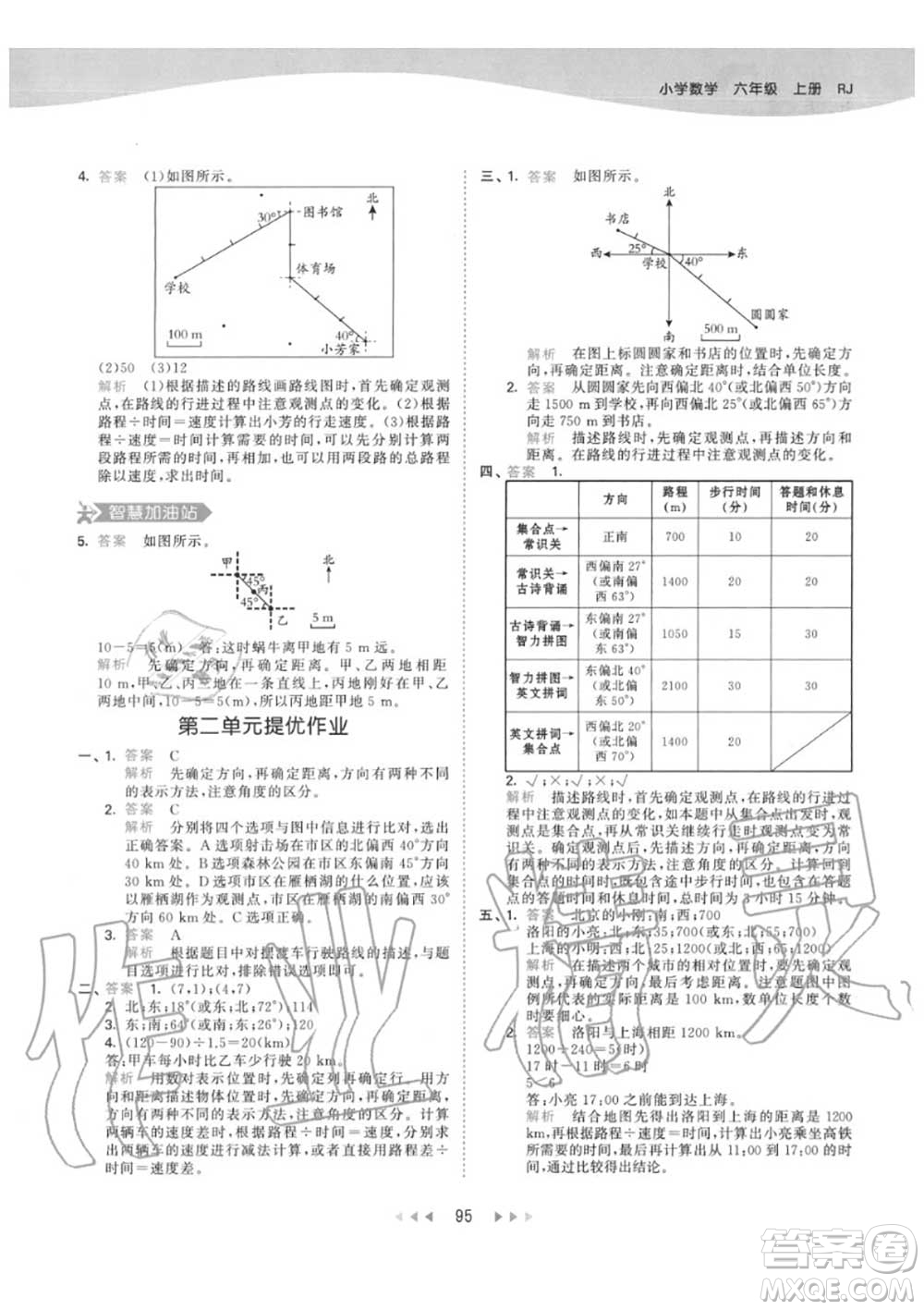 小兒郎2020秋53天天練六年級數(shù)學上冊人教版參考答案