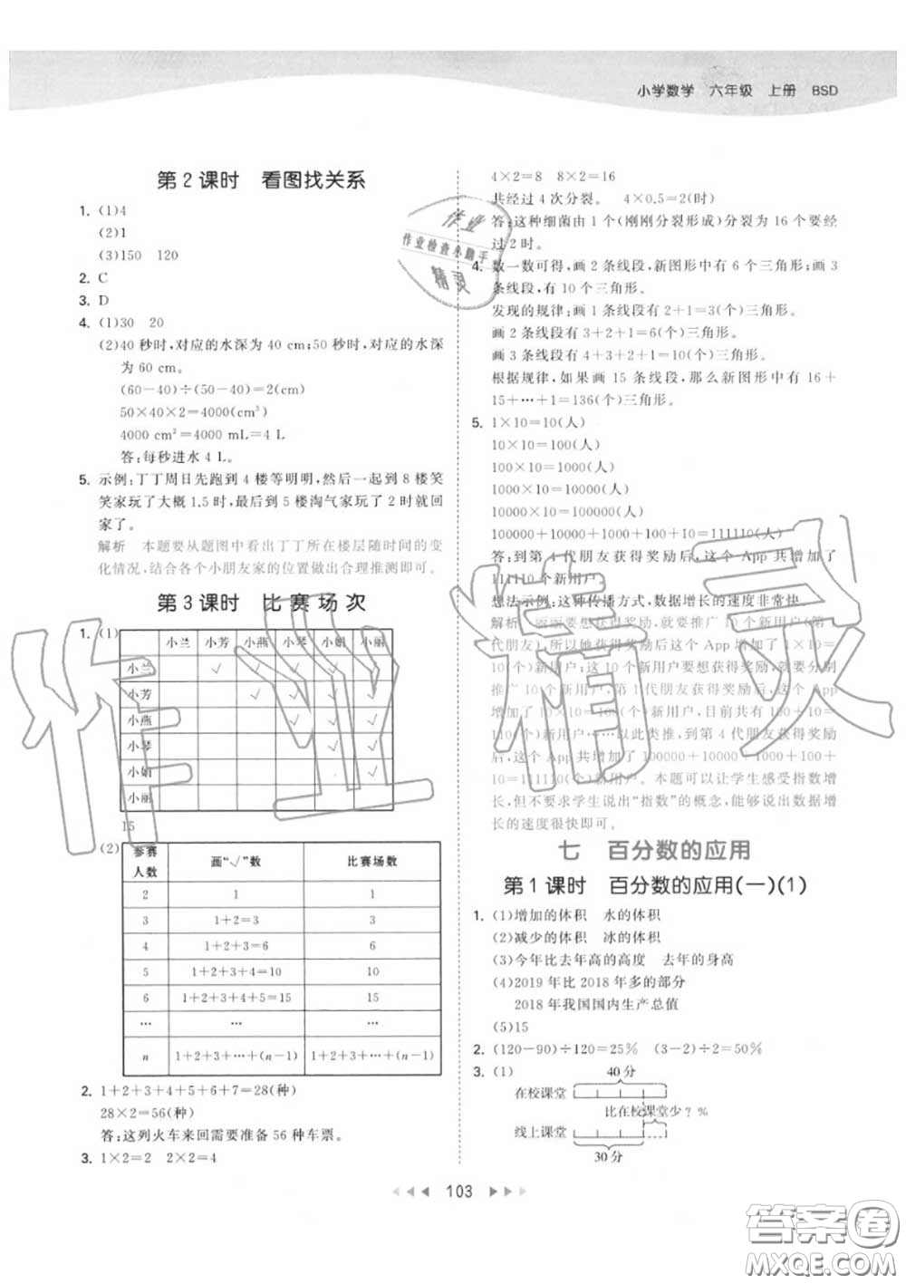 小兒郎2020秋53天天練六年級數(shù)學上冊北師版參考答案