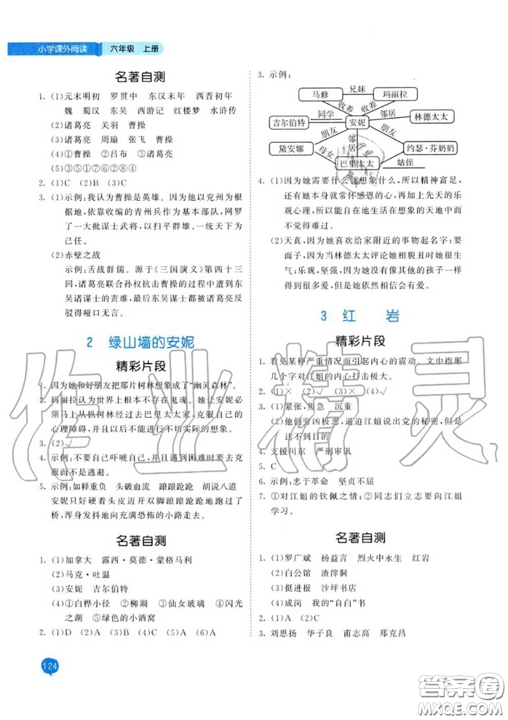 小兒郎2020秋53天天練六年級小學(xué)課外閱讀上冊通用版參考答案