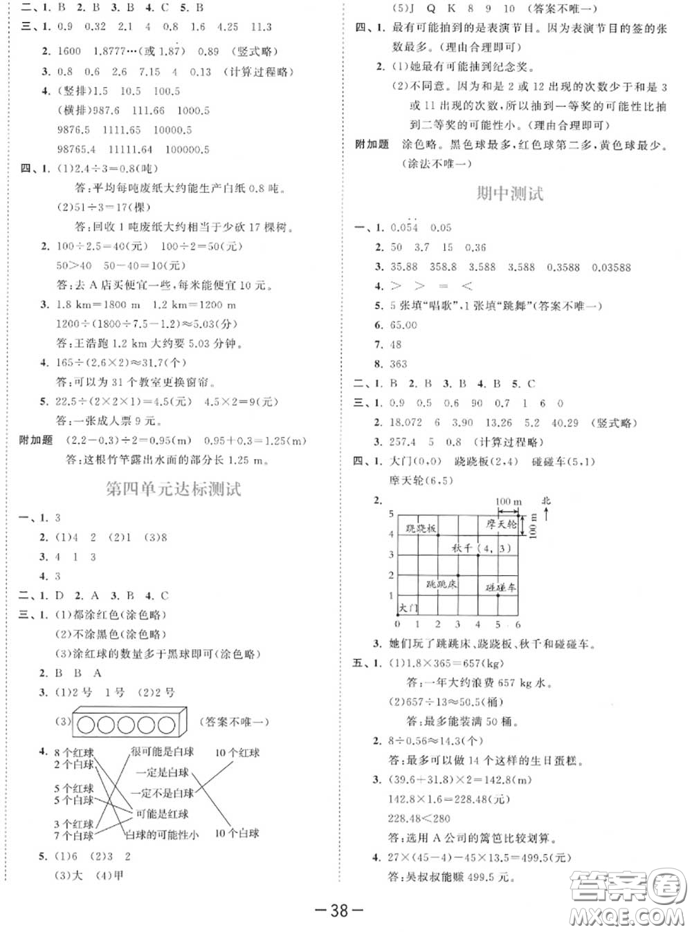 小兒郎2020秋53天天練五年級(jí)數(shù)學(xué)上冊(cè)人教版參考答案