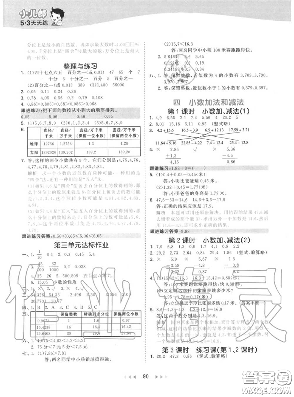 小兒郎2020秋53天天練五年級數(shù)學(xué)上冊蘇教版參考答案