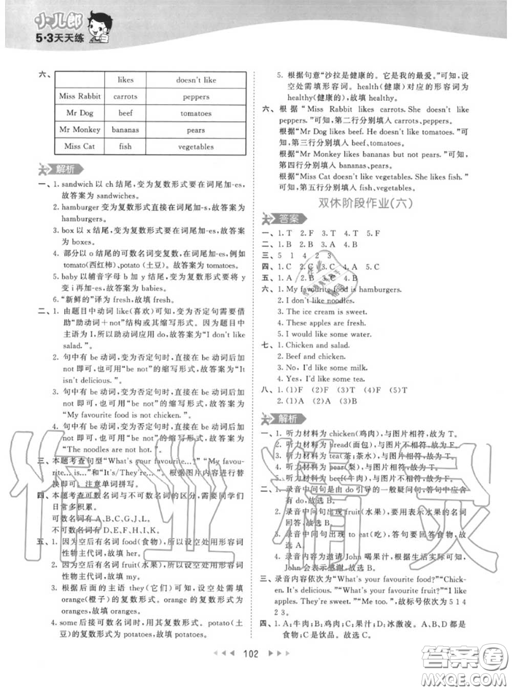 小兒郎2020秋53天天練五年級(jí)英語(yǔ)上冊(cè)人教版參考答案