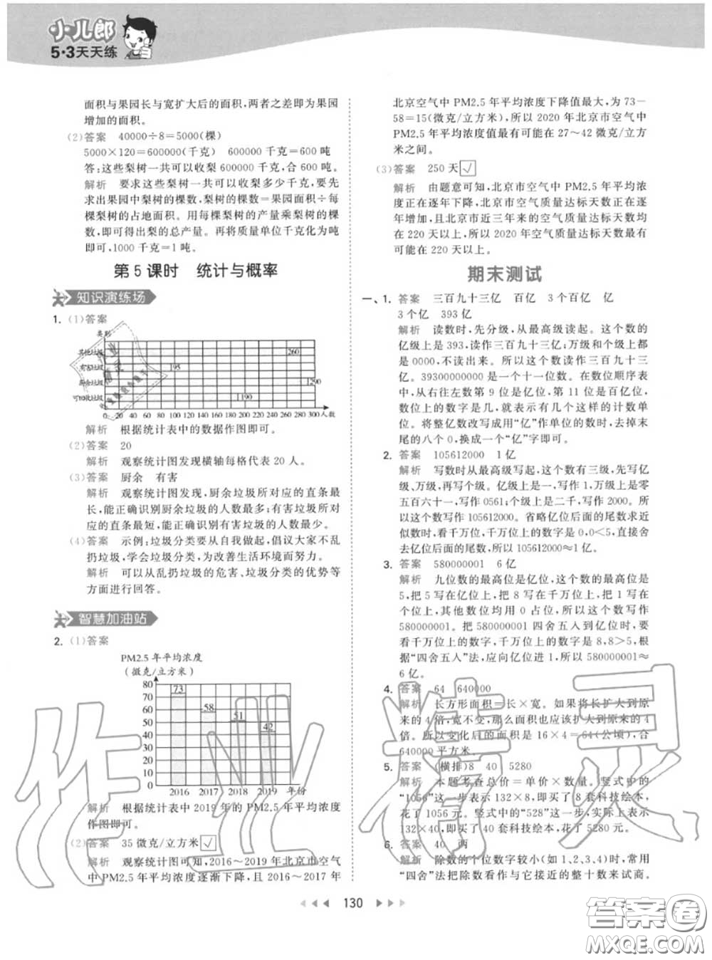 小兒郎2020秋53天天練四年級(jí)數(shù)學(xué)上冊(cè)人教版參考答案