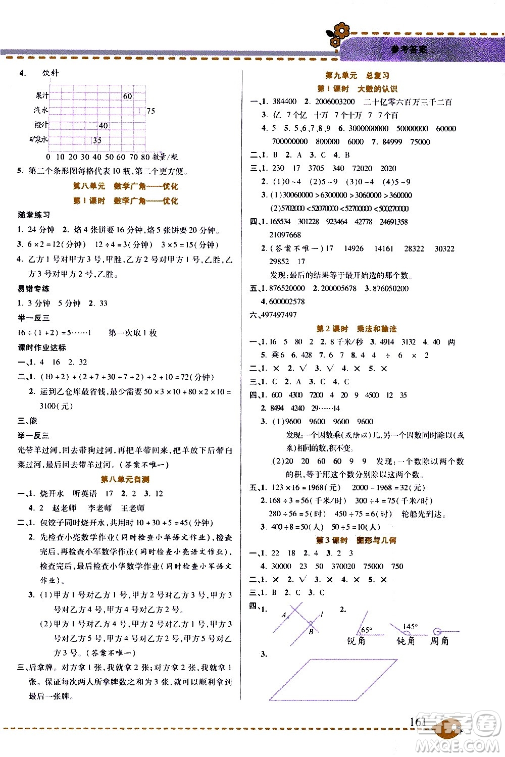 西安出版社2020年幫你學(xué)全講歸納精練四年級上冊數(shù)學(xué)RJ人教版參考答案