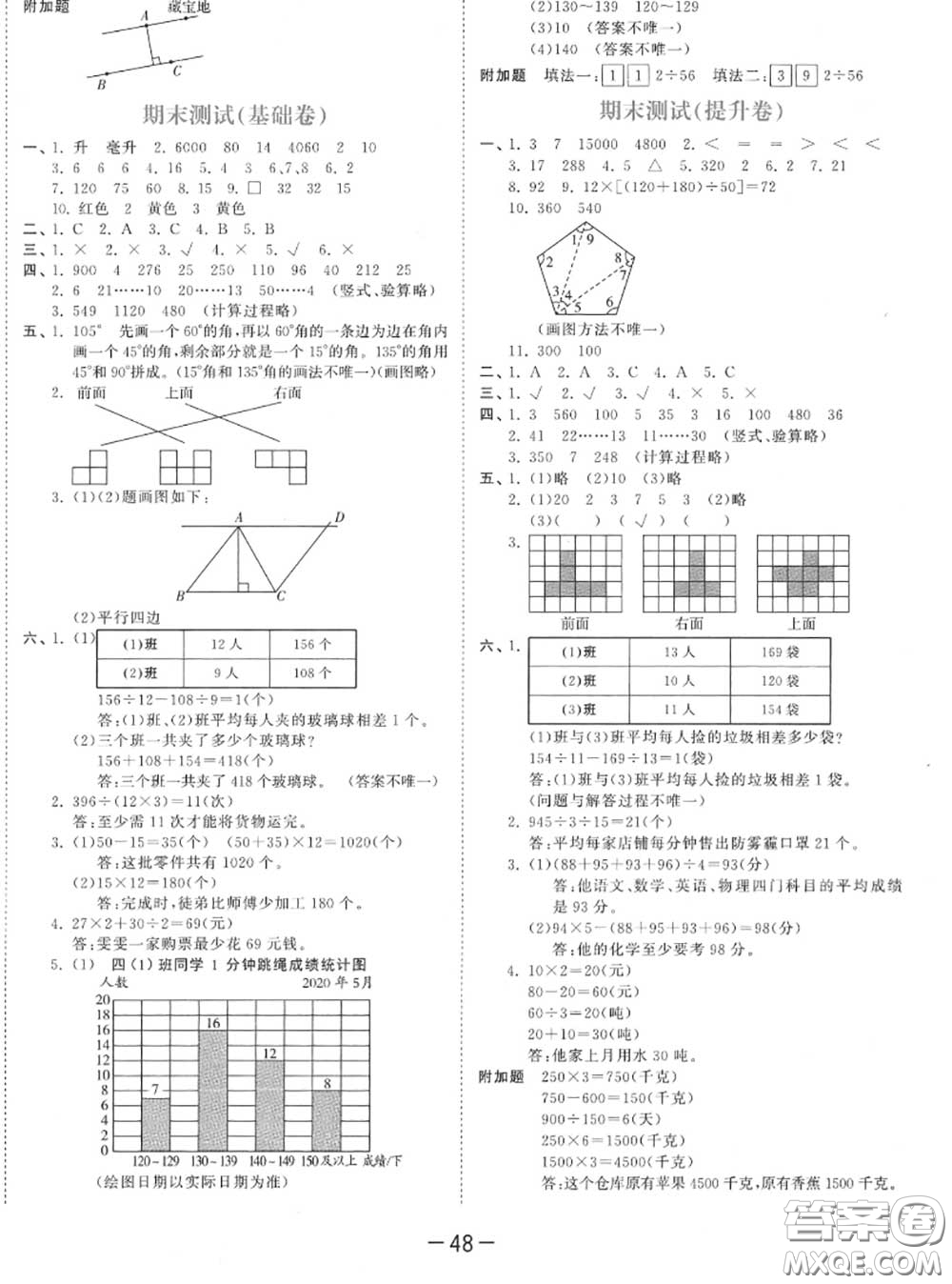 小兒郎2020秋53天天練四年級數(shù)學(xué)上冊蘇教版參考答案