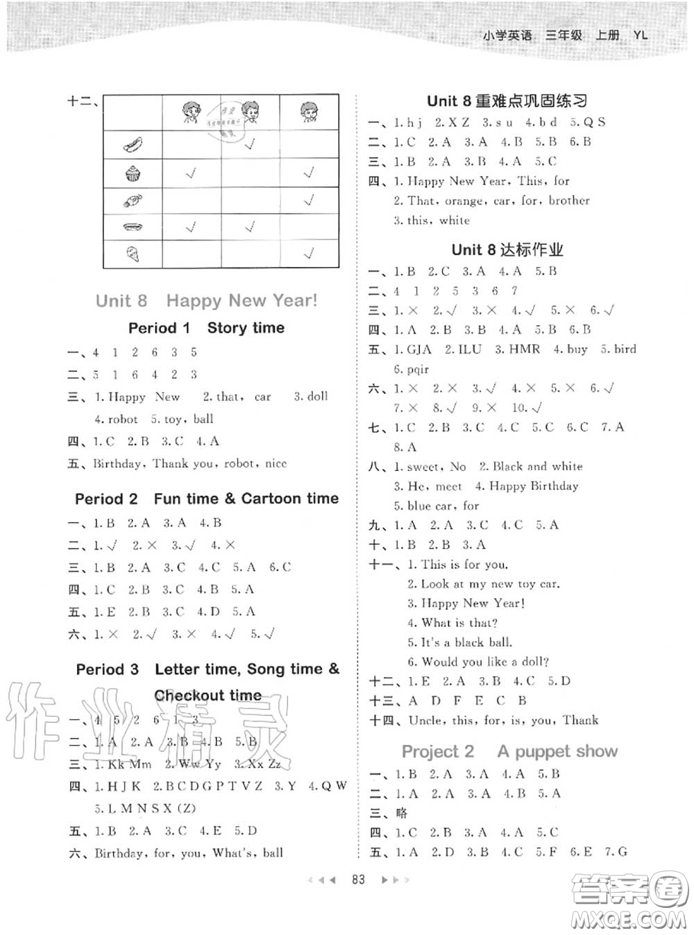 小兒郎2020秋53天天練三年級(jí)英語(yǔ)上冊(cè)譯林版參考答案