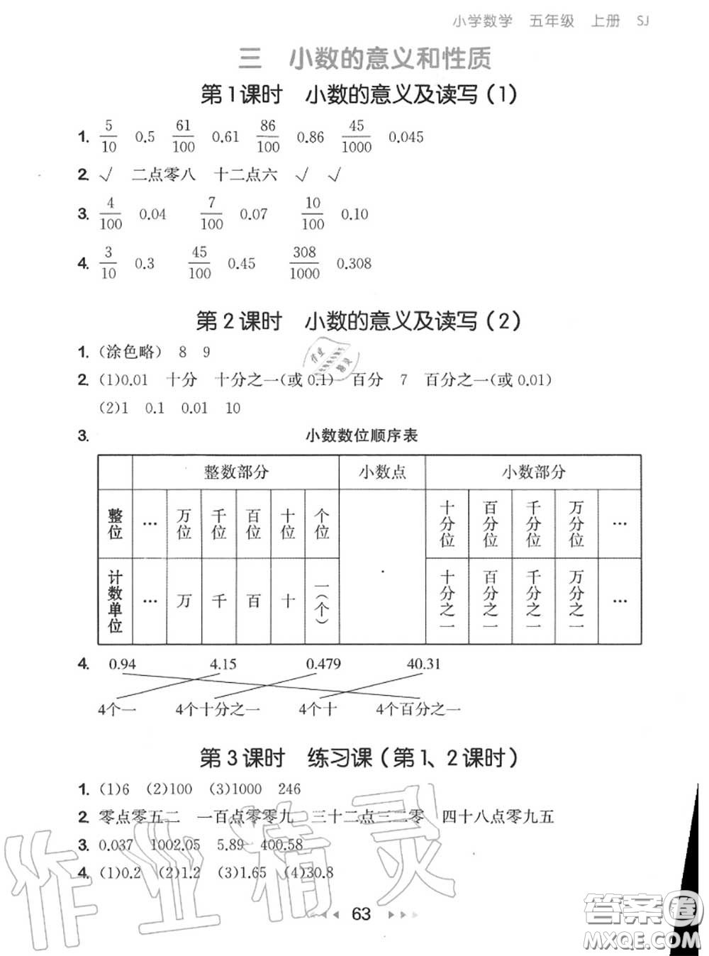 2020秋小兒郎53隨堂測(cè)五年級(jí)數(shù)學(xué)上冊(cè)蘇教版參考答案