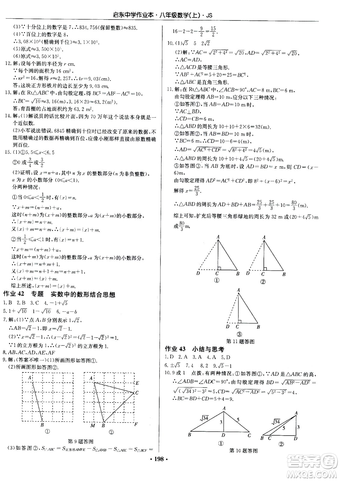 龍門書局2020秋啟東中學(xué)作業(yè)本八年級(jí)數(shù)學(xué)上冊(cè)SJ蘇教版參考答案