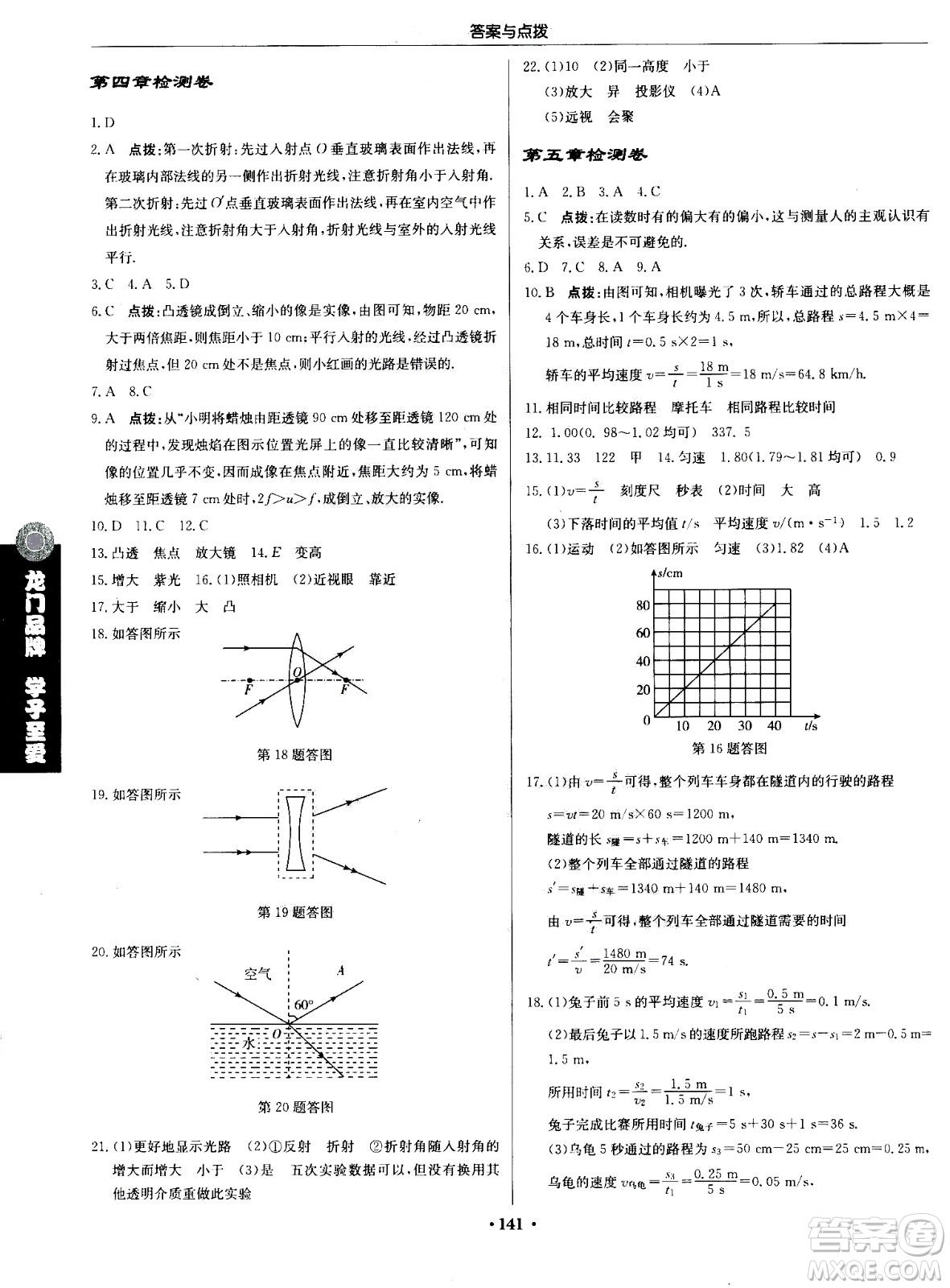 龍門書局2020秋啟東中學(xué)作業(yè)本八年級(jí)物理上冊(cè)SJ蘇教版參考答案