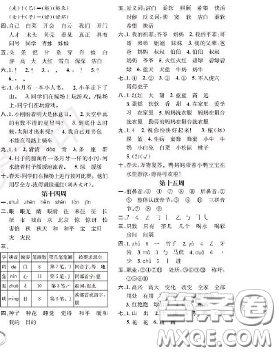 世界圖書出版社2020秋學霸作業(yè)一年級語文上冊上海地區(qū)專用答案