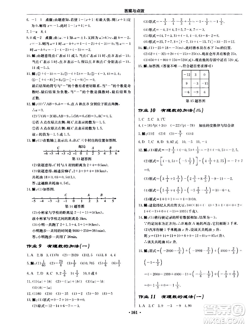 龍門(mén)書(shū)局2020秋啟東中學(xué)作業(yè)本七年級(jí)數(shù)學(xué)上冊(cè)R人教版參考答案