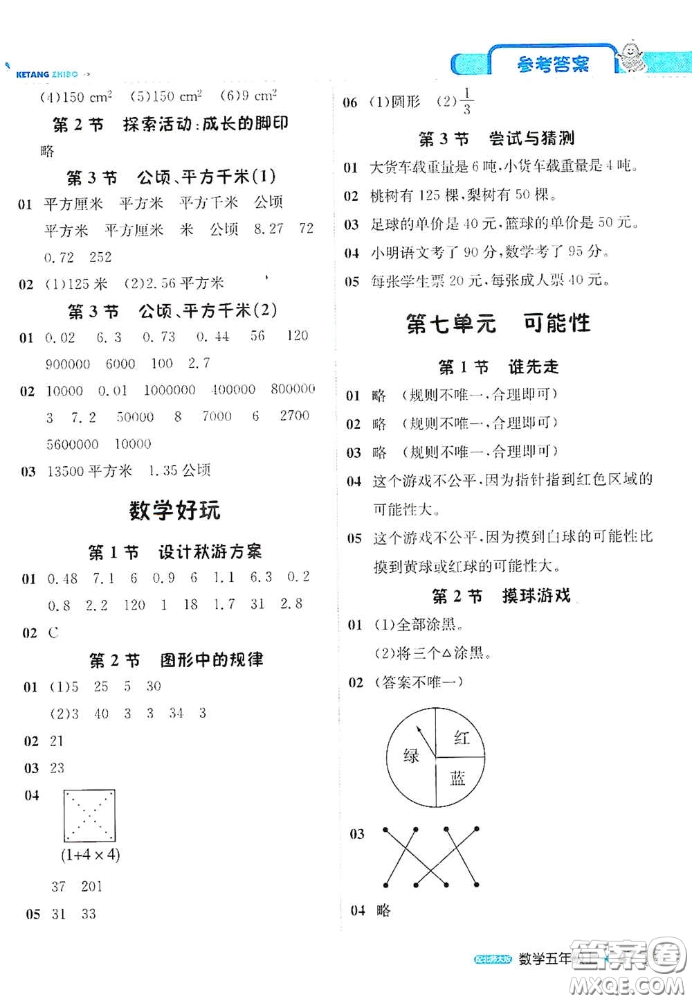 北京教育出版社2020秋1+1輕巧奪冠課堂直播五年級數(shù)學上冊北師大版答案