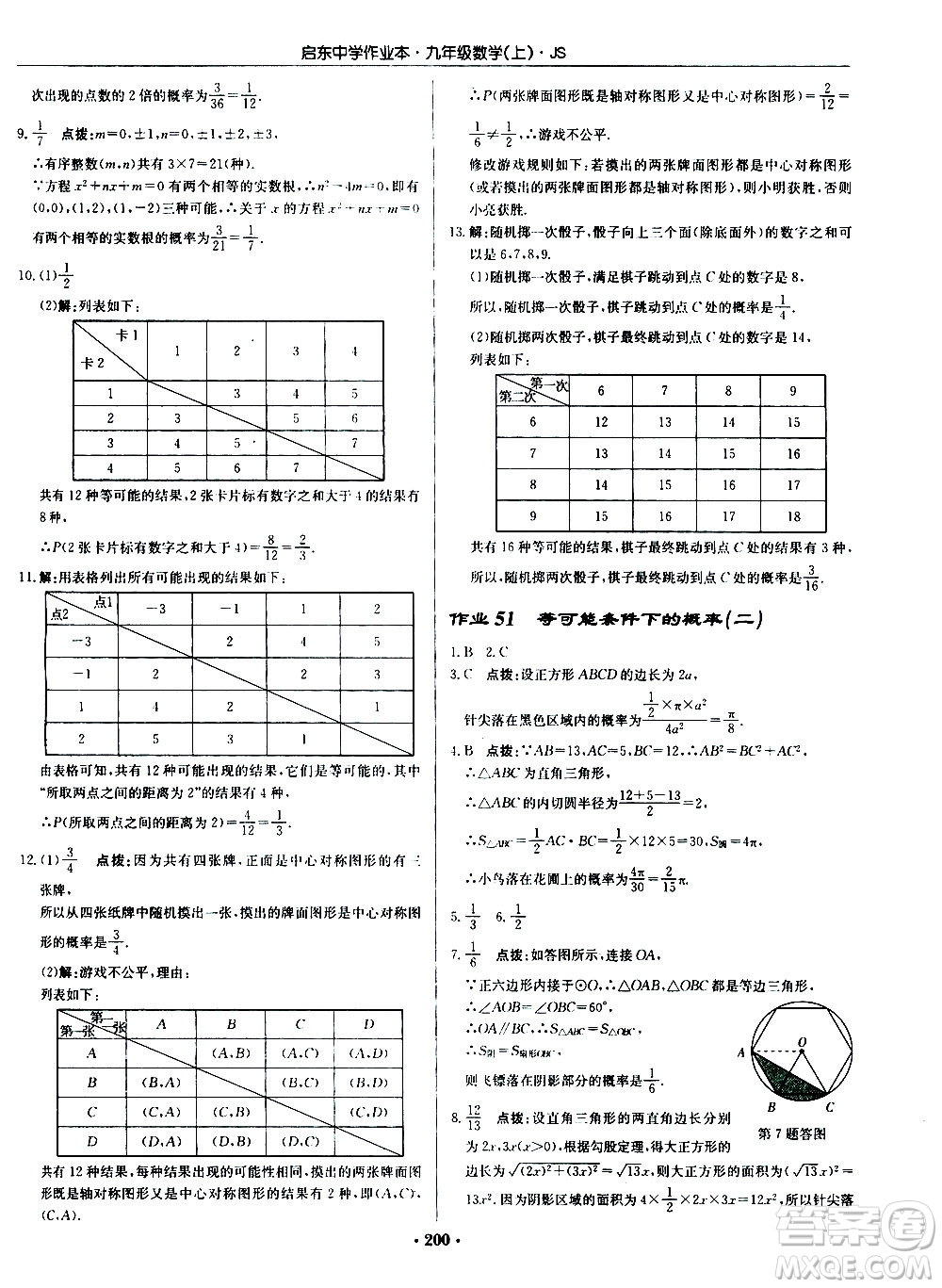 龍門書局2020秋啟東中學(xué)作業(yè)本九年級數(shù)學(xué)上冊SJ蘇教版參考答案