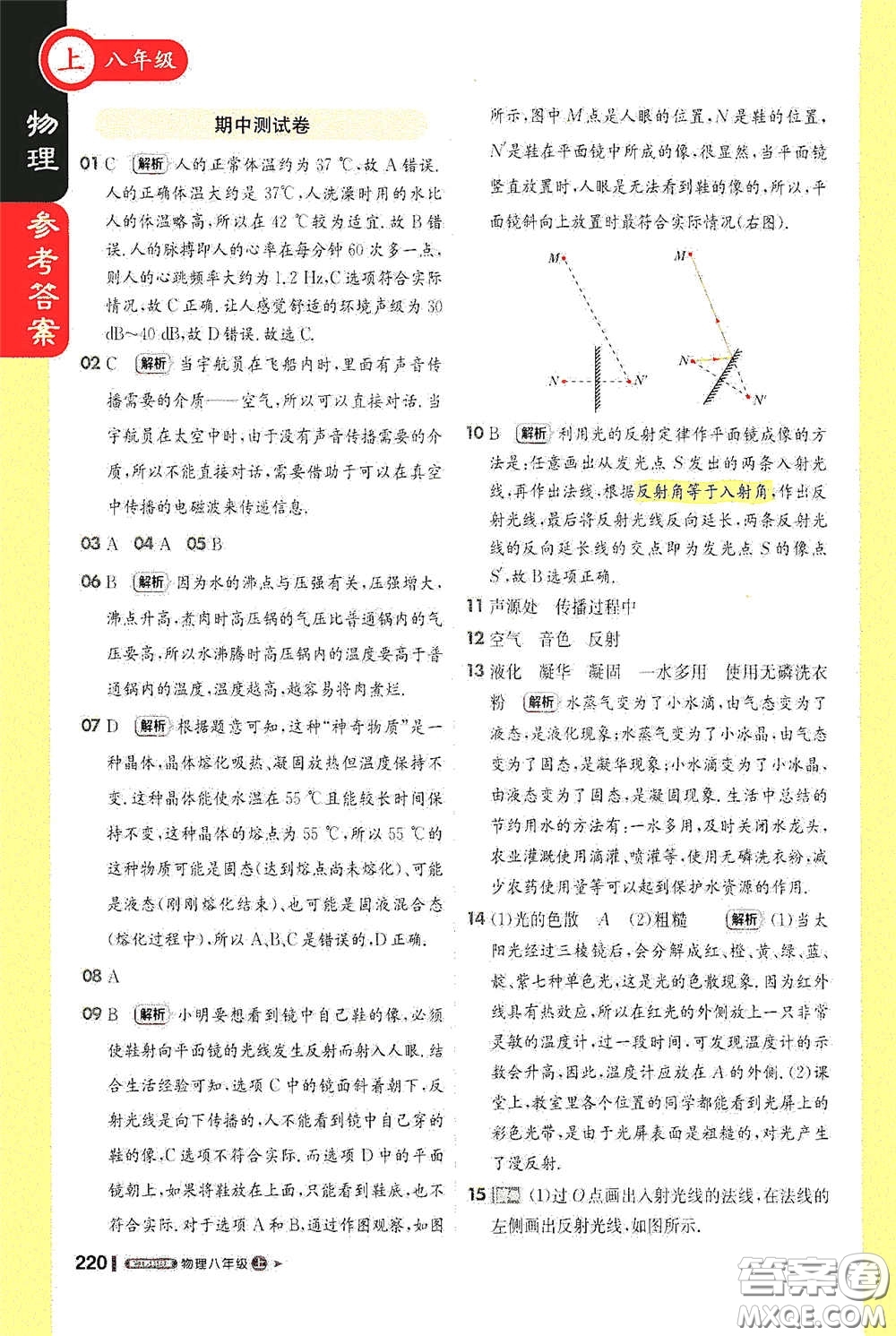 2020秋1+1輕巧奪冠課堂直播八年級(jí)物理上冊(cè)江蘇科教版答案