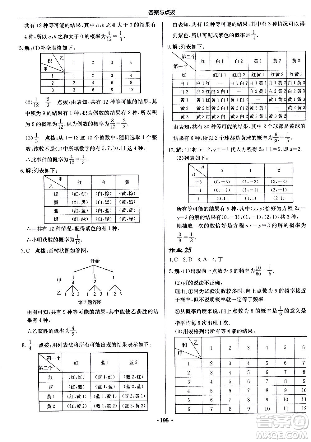 龍門書局2020秋啟東中學(xué)作業(yè)本九年級數(shù)學(xué)上冊BS北師版參考答案