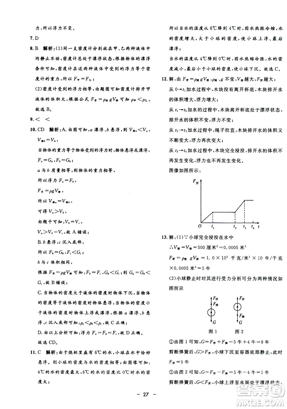 鐘書金牌2020年非常1+1完全題練八年級(jí)上冊(cè)科學(xué)ZJ浙教版參考答案