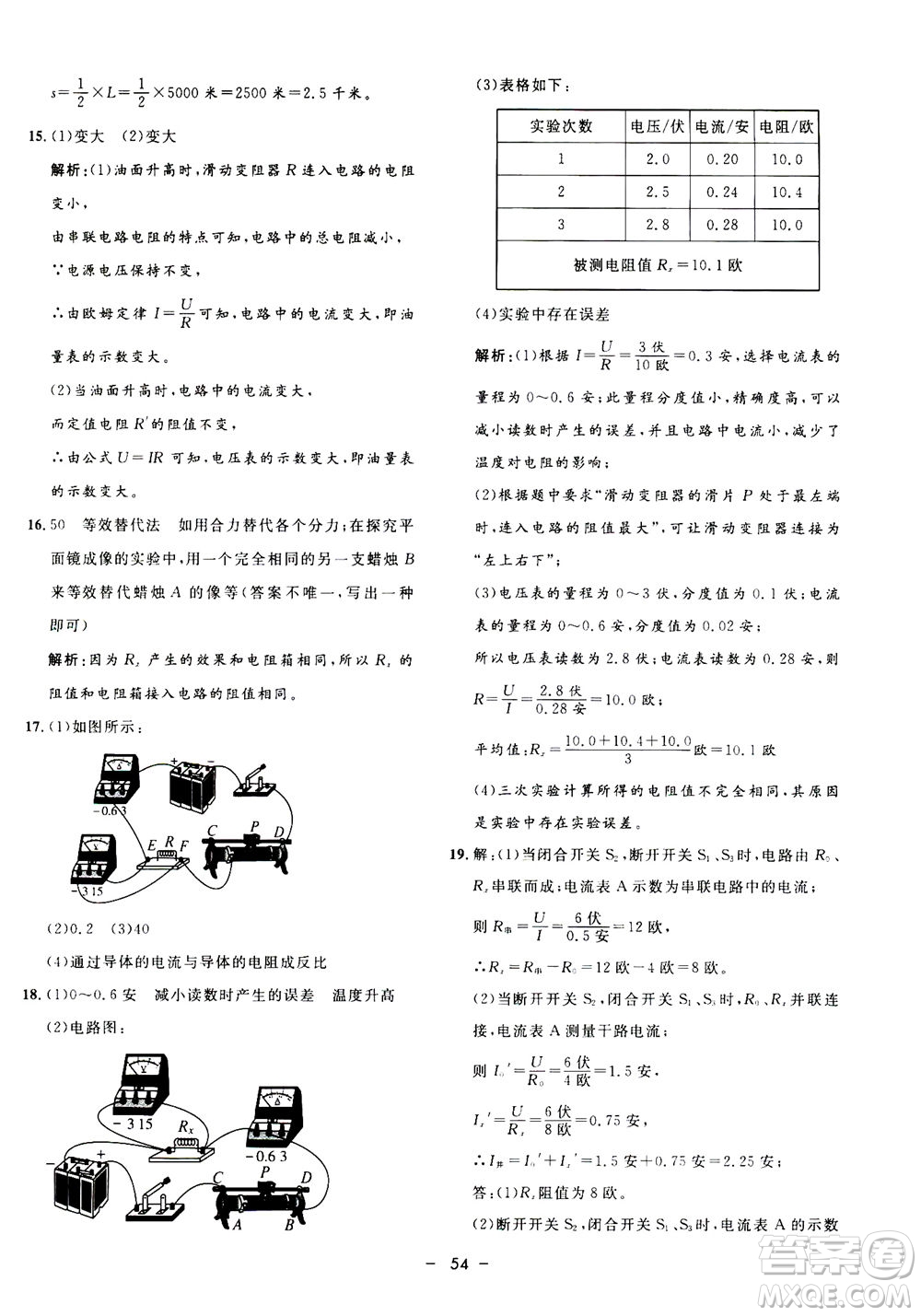 鐘書金牌2020年非常1+1完全題練八年級(jí)上冊(cè)科學(xué)ZJ浙教版參考答案