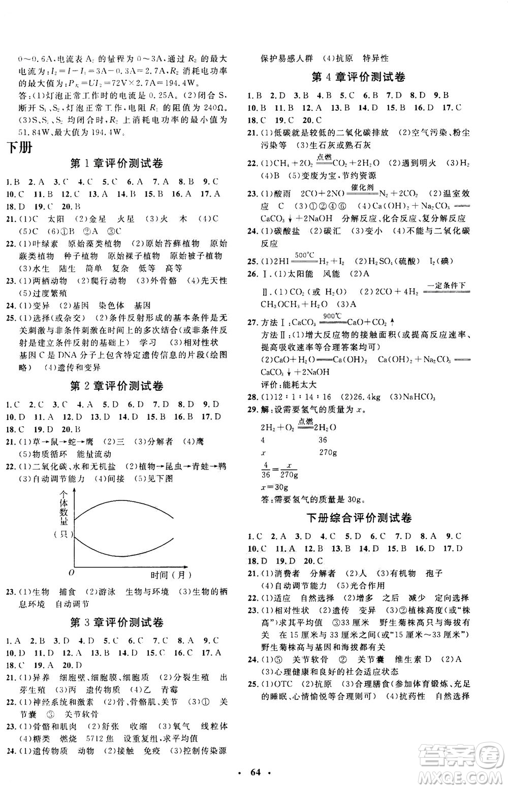 鐘書金牌2020年非常1+1完全題練九年級(jí)全一冊(cè)科學(xué)ZJ浙教版參考答案