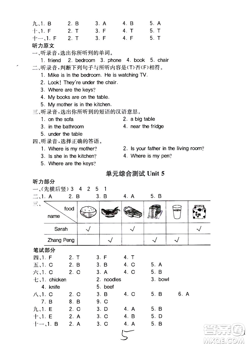 陜西師范大學(xué)出版總社2020秋全易通小學(xué)英語四年級(jí)上人教版參考答案