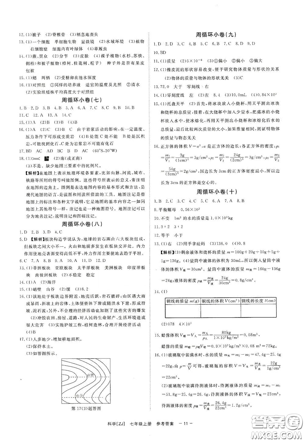 2020全效學(xué)習(xí)課時(shí)提優(yōu)七年級(jí)科學(xué)上冊(cè)浙教版精華版答案