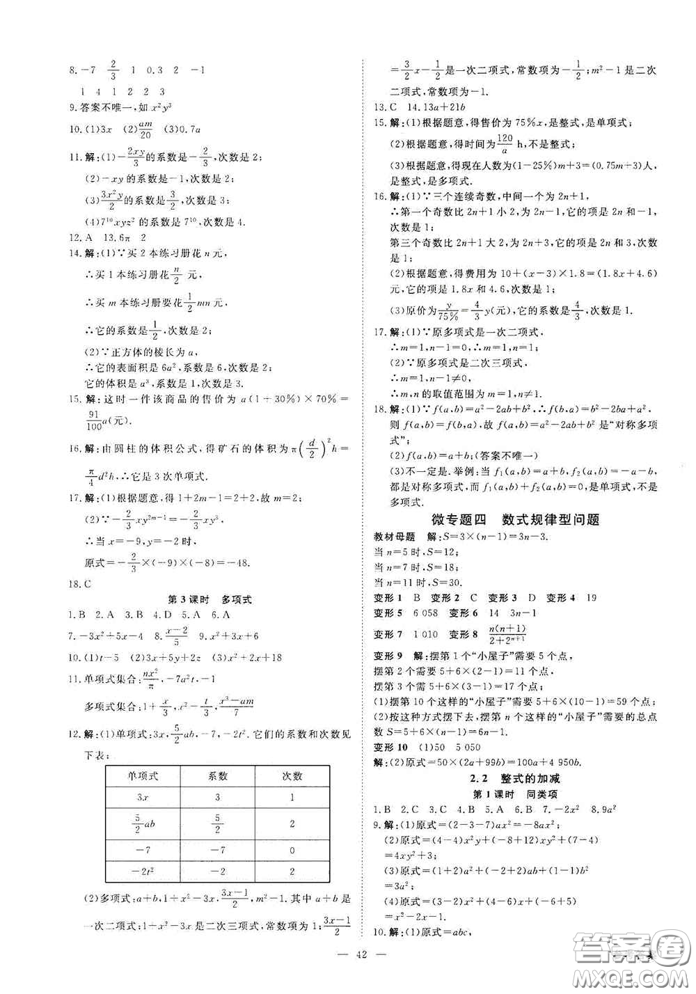 2020全效提分卷七年級(jí)數(shù)學(xué)上冊(cè)人教版答案