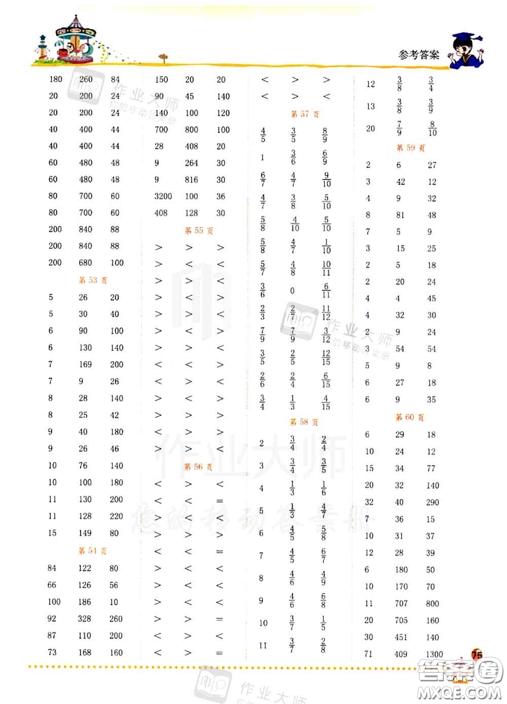 2020秋黃岡小狀元口算速算練習(xí)冊三年級數(shù)學(xué)上冊人教版答案