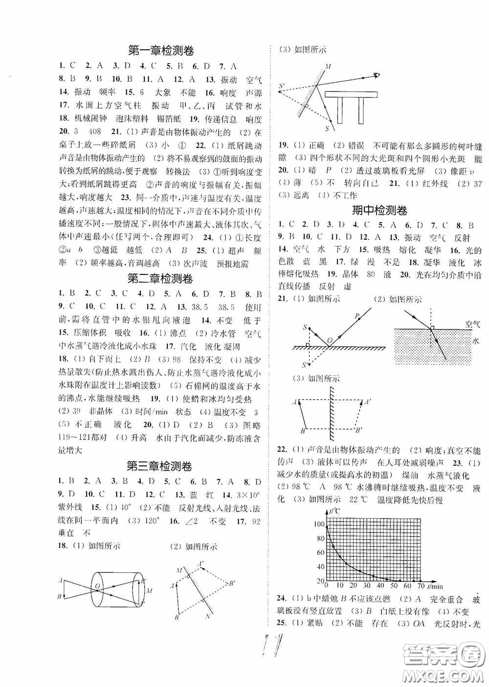 延邊大學(xué)出版社2020南通小題課時作業(yè)本八年級物理上冊江蘇版答案