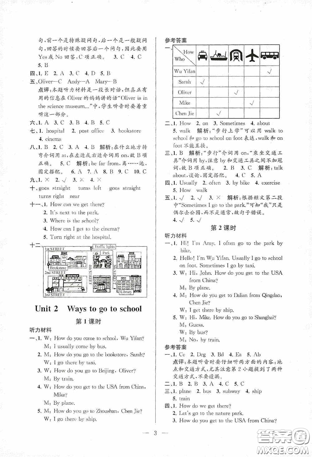 河海大學(xué)出版社2020孟建平系列叢書課時(shí)精練六年級英語上冊人教版答案