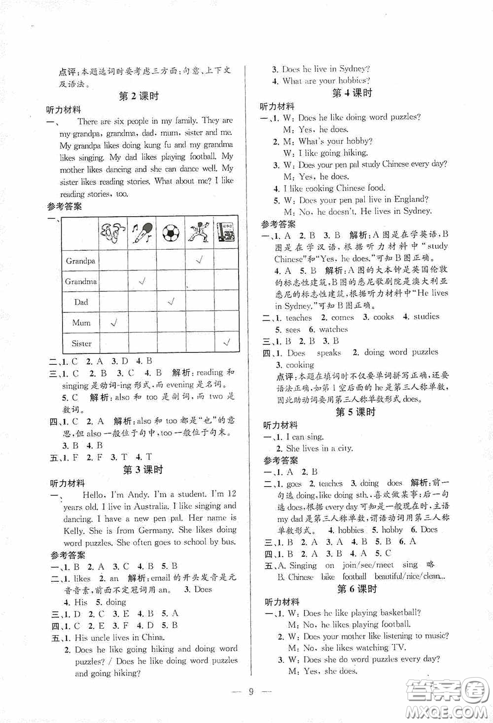 河海大學(xué)出版社2020孟建平系列叢書課時(shí)精練六年級英語上冊人教版答案