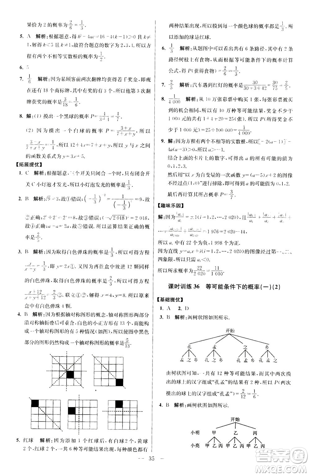 江蘇鳳凰科學(xué)技術(shù)出版社2020秋初中數(shù)學(xué)小題狂做提優(yōu)版九年級(jí)上蘇科版參考答案