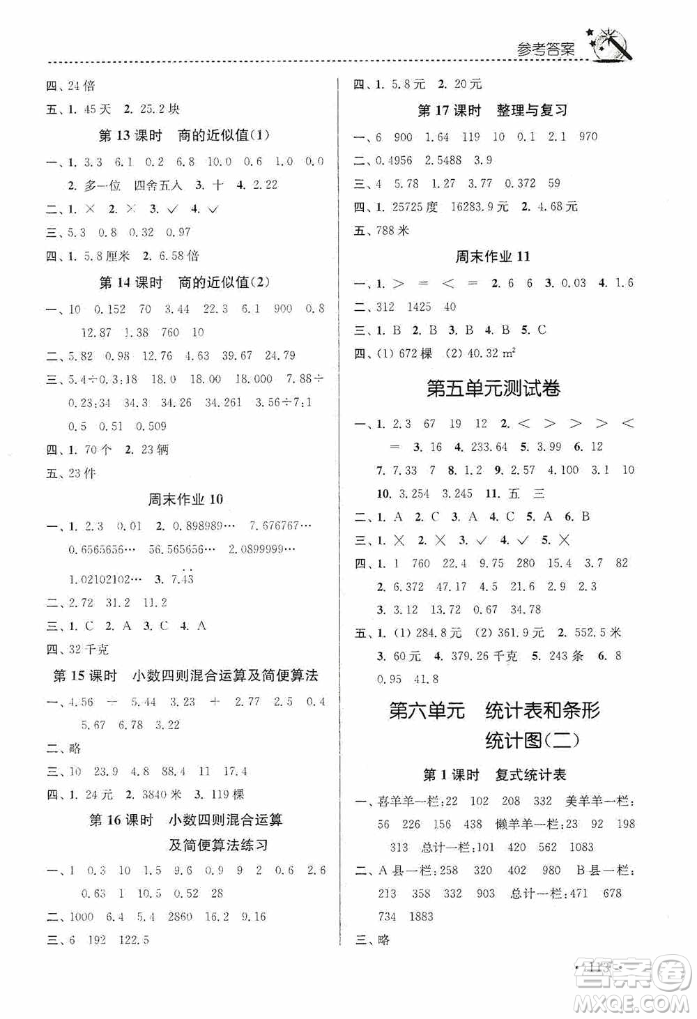 東南大學(xué)出版社2020名師點(diǎn)撥課時作業(yè)本五年級數(shù)學(xué)上冊江蘇版答案