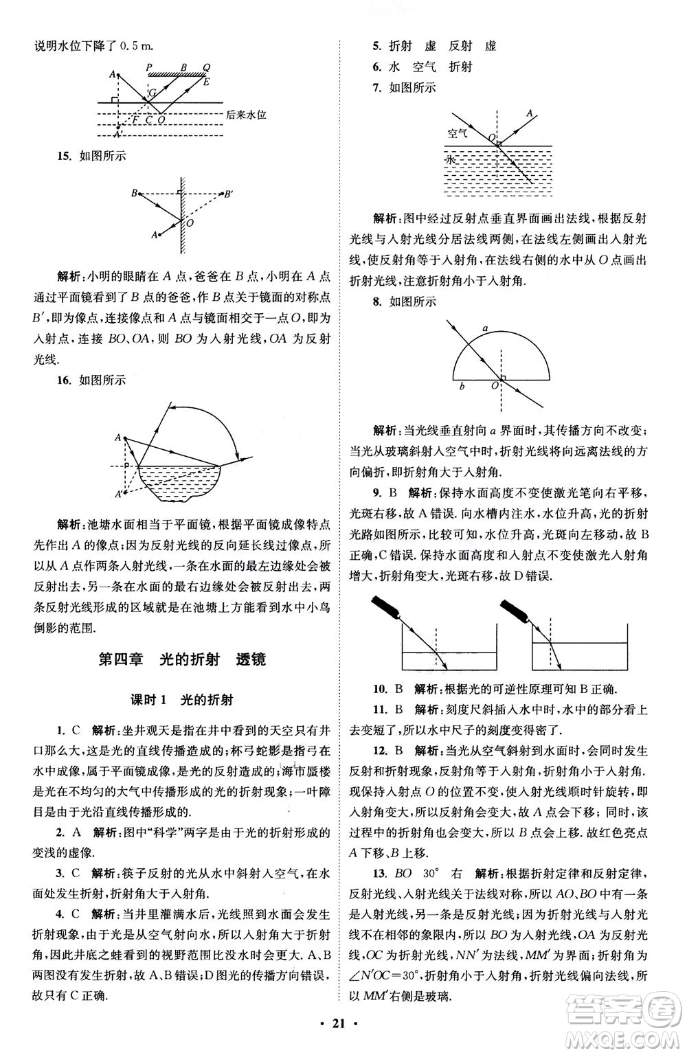 江蘇鳳凰科學技術出版社2020秋初中物理小題狂做巔峰版八年級上蘇科版參考答案