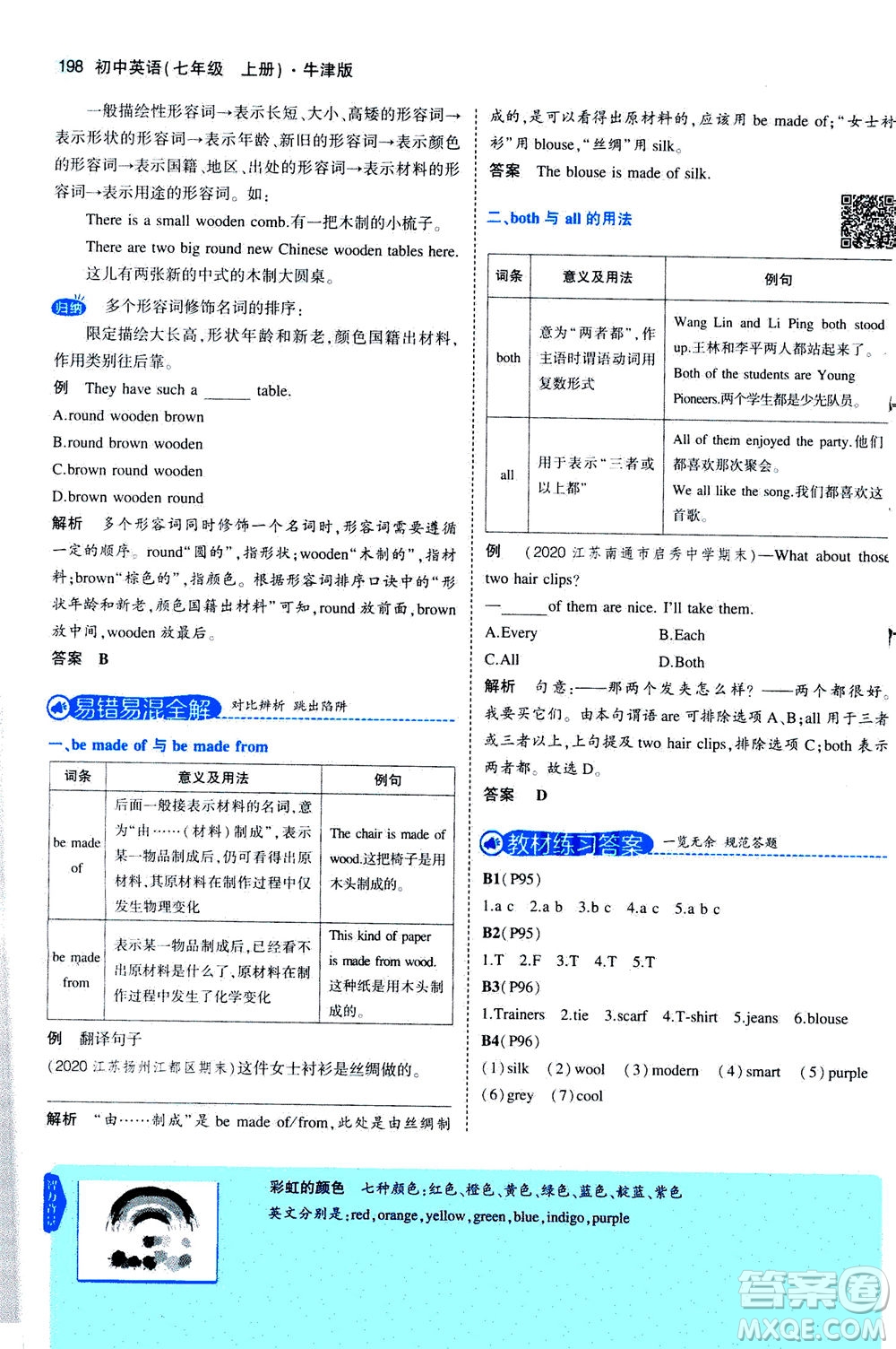 教育科學(xué)出版社2020秋5年中考3年模擬全解版初中英語(yǔ)七年級(jí)上冊(cè)牛津版參考答案